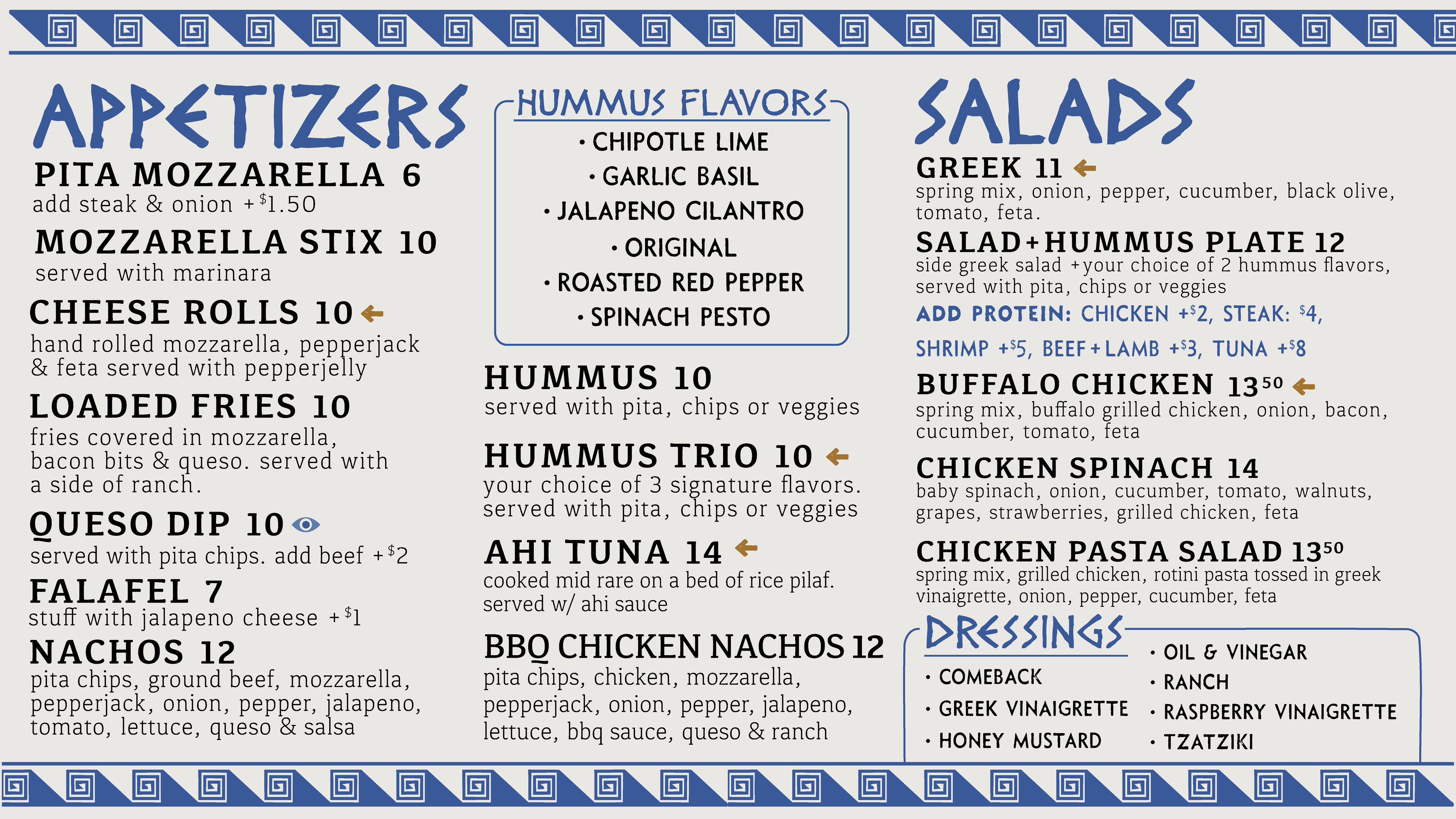Appetizers, Hummus & Salads